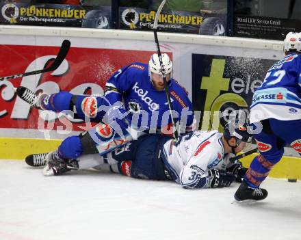 EBEL. Eishockey Bundesliga. EC VSV gegen Fehervar AV 19. Dave Sjields, (VSV), Csanad Erdely  (Alba Volan). Villach, am 19.11.2017.
Foto: Kuess 


---
pressefotos, pressefotografie, kuess, qs, qspictures, sport, bild, bilder, bilddatenbank