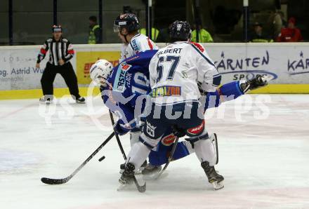 EBEL. Eishockey Bundesliga. EC VSV gegen Fehervar AV 19. Robert Flick,  (VSV), Jonathan Harty, David Gilbert (Alba Volan). Villach, am 19.11.2017.
Foto: Kuess 


---
pressefotos, pressefotografie, kuess, qs, qspictures, sport, bild, bilder, bilddatenbank