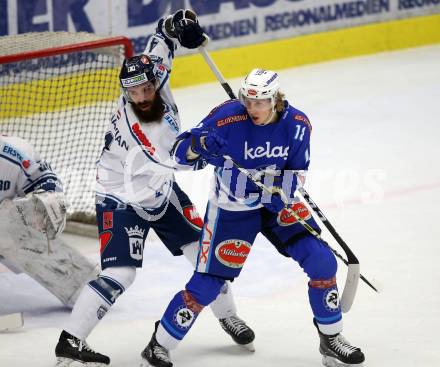 EBEL. Eishockey Bundesliga. EC VSV gegen Fehervar AV 19. Valentin Leiler, (VSV), Antonin Manavian (Alba Volan). Villach, am 19.11.2017.
Foto: Kuess 


---
pressefotos, pressefotografie, kuess, qs, qspictures, sport, bild, bilder, bilddatenbank