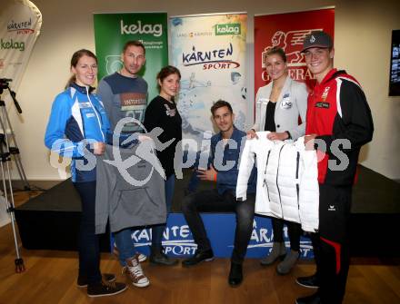 Kaernten Sport. Sportlermeeting. Package Uebergabe. Marina Reiner, (Mountainbike-Orientierung), Adi Preschern, Lisa Perterer (Traithlon), Marcel Kuster, Carina Poelzl (Leichtathletik). Felix Oschmautz (Kanu). Klagenfurt, 20.11.2017.
Foto: Kuess 
---
pressefotos, pressefotografie, kuess, qs, qspictures, sport, bild, bilder, bilddatenbank
