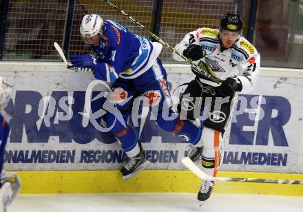 EBEL. Eishockey Bundesliga. EC VSV gegen Dornbirn Bulldogs. Valentin Leiler, (VSV), Brodie Reid (Dornbirn). Villach, am 24.11.2017.
Foto: Kuess 


---
pressefotos, pressefotografie, kuess, qs, qspictures, sport, bild, bilder, bilddatenbank