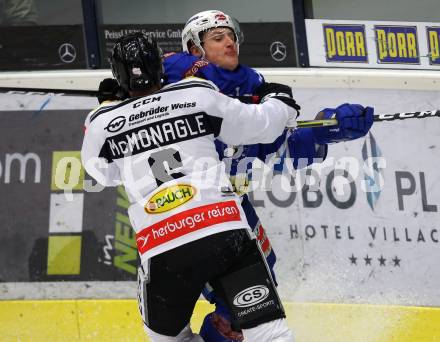 EBEL. Eishockey Bundesliga. EC VSV gegen Dornbirn Bulldogs. Sam Antonitsch, (VSV), Sean Monagle (Dornbirn). Villach, am 24.11.2017.
Foto: Kuess 


---
pressefotos, pressefotografie, kuess, qs, qspictures, sport, bild, bilder, bilddatenbank