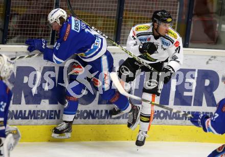 EBEL. Eishockey Bundesliga. EC VSV gegen Dornbirn Bulldogs. Valentin Leiler, (VSV), Brodie Reid (Dornbirn). Villach, am 24.11.2017.
Foto: Kuess 


---
pressefotos, pressefotografie, kuess, qs, qspictures, sport, bild, bilder, bilddatenbank