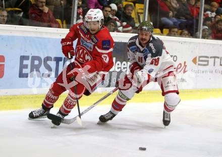 EBEL. Eishockey Bundesliga. KAC gegen 	HCB Suedtirol Alperia. Manuel Ganahl, (KAC), Stefano Marchetti  (Bozen). Klagenfurt, am 26.11.2017.
Foto: Kuess

---
pressefotos, pressefotografie, kuess, qs, qspictures, sport, bild, bilder, bilddatenbank
