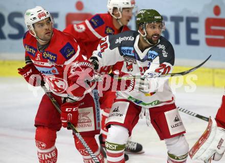 EBEL. Eishockey Bundesliga. KAC gegen 	HCB Suedtirol Alperia. Kevin Kapstad, (KAC), Angelo Micelli  (Bozen). Klagenfurt, am 26.11.2017.
Foto: Kuess

---
pressefotos, pressefotografie, kuess, qs, qspictures, sport, bild, bilder, bilddatenbank