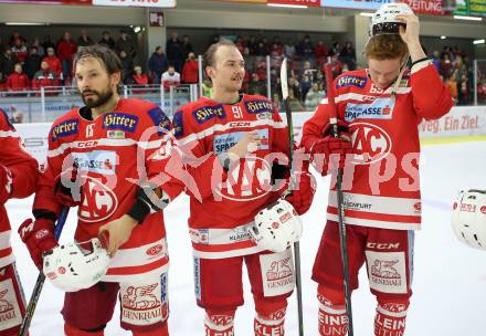 EBEL. Eishockey Bundesliga. KAC gegen 	HCB Suedtirol Alperia. Thomas Koch, Philipp Kreuzer, Michael Kernberger (KAC). Klagenfurt, am 26.11.2017.
Foto: Kuess

---
pressefotos, pressefotografie, kuess, qs, qspictures, sport, bild, bilder, bilddatenbank