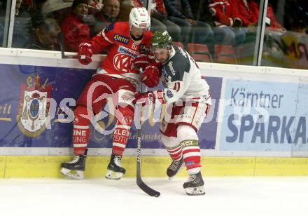 EBEL. Eishockey Bundesliga. KAC gegen 	HCB Suedtirol Alperia. Marco Richter,  (KAC), Travis Oleksuk (Bozen). Klagenfurt, am 26.11.2017.
Foto: Kuess

---
pressefotos, pressefotografie, kuess, qs, qspictures, sport, bild, bilder, bilddatenbank