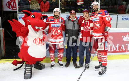EBEL. Eishockey Bundesliga. KAC gegen 	HCB Suedtirol Alperia. Antenne Fan Bank. Thomas Koch, David Joseph Fischer (KAC). Klagenfurt, am 26.11.2017.
Foto: Kuess

---
pressefotos, pressefotografie, kuess, qs, qspictures, sport, bild, bilder, bilddatenbank