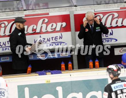 EBEL. Eishockey Bundesliga. EC VSV gegen Fehervar AV 19. Trainer Greg Holst, Co-Trainer Markus Peintner (VSV). Villach, am 24.11.2017.
Foto: Kuess 


---
pressefotos, pressefotografie, kuess, qs, qspictures, sport, bild, bilder, bilddatenbank