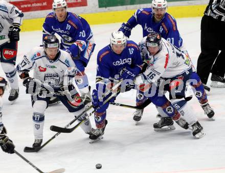 EBEL. Eishockey Bundesliga. EC VSV gegen Fehervar AV 19. Jordan Hickmott, (VSV), Ales Music, Juha Uotila (Alba Volan). Villach, am 24.11.2017.
Foto: Kuess 


---
pressefotos, pressefotografie, kuess, qs, qspictures, sport, bild, bilder, bilddatenbank
