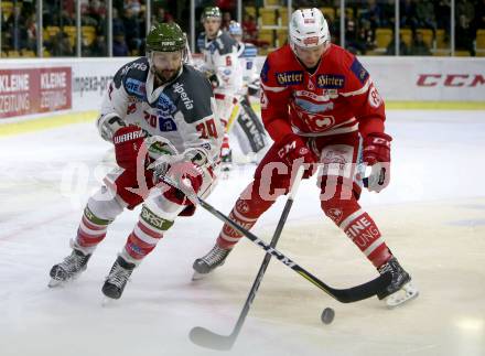 EBEL. Eishockey Bundesliga. KAC gegen 	HCB Suedtirol Alperia. Marco Richter, (KAC), Angelo Micelli  (Bozen). Klagenfurt, am 26.11.2017.
Foto: Kuess

---
pressefotos, pressefotografie, kuess, qs, qspictures, sport, bild, bilder, bilddatenbank