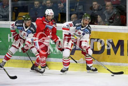 EBEL. Eishockey Bundesliga. KAC gegen 	HCB Suedtirol Alperia. Manuel Ganahl, (KAC), Daniel Glira, Michael Angelidis (Bozen). Klagenfurt, am 26.11.2017.
Foto: Kuess

---
pressefotos, pressefotografie, kuess, qs, qspictures, sport, bild, bilder, bilddatenbank