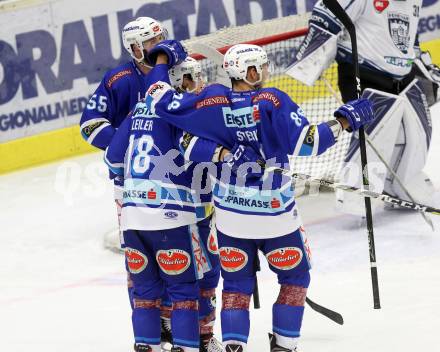 EBEL. Eishockey Bundesliga. EC VSV gegen Fehervar AV 19. Torjubel Samuel Labrecque (VSV). Villach, am 24.11.2017.
Foto: Kuess 


---
pressefotos, pressefotografie, kuess, qs, qspictures, sport, bild, bilder, bilddatenbank