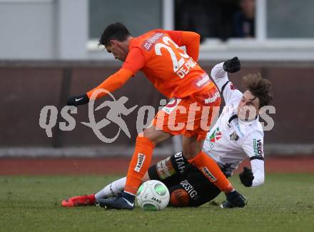 Fussball Tipico Bundesliga. RZ Pellets WAC gegen FK Austria Wien. Florian Flecker, (WAC), David De Paula Gallardo (Wien). Wolfsberg, am 26.11.2017.
Foto: Kuess

---
pressefotos, pressefotografie, kuess, qs, qspictures, sport, bild, bilder, bilddatenbank