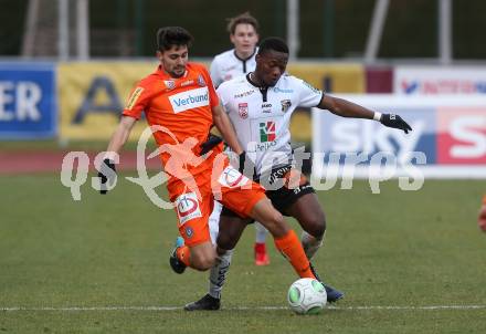 Fussball Tipico Bundesliga. RZ Pellets WAC gegen FK Austria Wien. Issiaka Ouedraogo, (WAC), Tarkan Serbest (Wien). Wolfsberg, am 26.11.2017.
Foto: Kuess

---
pressefotos, pressefotografie, kuess, qs, qspictures, sport, bild, bilder, bilddatenbank