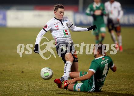 Fussball Tipico Bundesliga. RZ Pellets WAC gegen Rapid Wien. Florian Flecker,  (WAC), Thomas Schrammel (Rapid). Wolfsberg, am 2.12.2017.
Foto: Kuess

---
pressefotos, pressefotografie, kuess, qs, qspictures, sport, bild, bilder, bilddatenbank