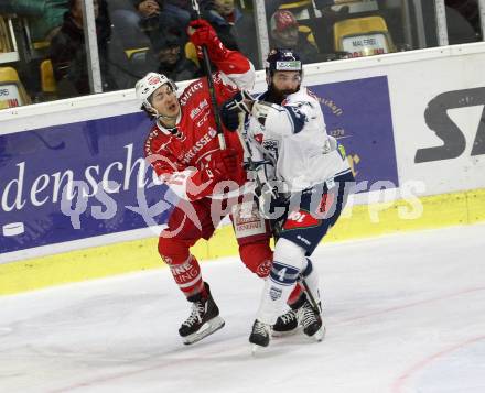 EBEL. Eishockey Bundesliga. KAC gegen 	Fehervar AV 19. Manuel Ganahl,  (KAC), Antonin Manavian (Alba Volan). Klagenfurt, am 3.12.2017.
Foto: Kuess

---
pressefotos, pressefotografie, kuess, qs, qspictures, sport, bild, bilder, bilddatenbank