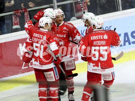 EBEL. Eishockey Bundesliga. KAC gegen 	Fehervar AV 19. Torjubel (KAC). Klagenfurt, am 3.12.2017.
Foto: Kuess

---
pressefotos, pressefotografie, kuess, qs, qspictures, sport, bild, bilder, bilddatenbank