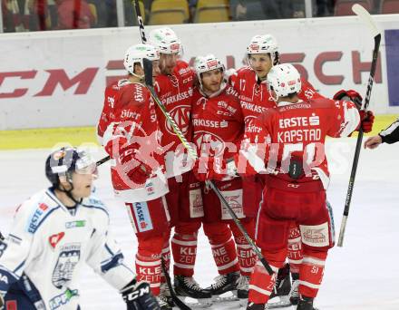 EBEL. Eishockey Bundesliga. KAC gegen 	Fehervar AV 19. Torjubel (KAC). Klagenfurt, am 3.12.2017.
Foto: Kuess

---
pressefotos, pressefotografie, kuess, qs, qspictures, sport, bild, bilder, bilddatenbank