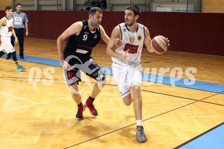Basketball 2. Bundesliga. Grunddurchgang. 12. Runde. Woerthersee Piraten gegen Mattersburg Rocks.  Marinko Nakic, (Piraten), Tobias Winkler (Mattersburg). Klagenfurt, am 9.12.2017.
Foto: Kuess
---
pressefotos, pressefotografie, kuess, qs, qspictures, sport, bild, bilder, bilddatenbank