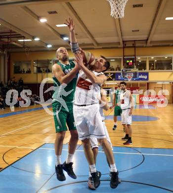 Basketball 2. Bundesliga. Grunddurchgang. 13. Runde. Woerthersee Piraten gegen KOS Celovec. Jan-Arne Apschner,  (Piraten), Vjeran Soldo (KOS). Klagenfurt, am 16.12.2017.
Foto: Kuess
---
pressefotos, pressefotografie, kuess, qs, qspictures, sport, bild, bilder, bilddatenbank