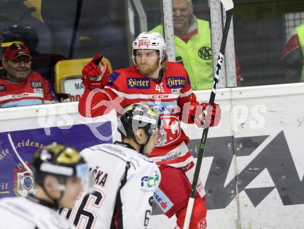 EBEL. Eishockey Bundesliga. KAC gegen  HC Orli Znojmo. Torjubel Johannes Bischofberger (KAC). Klagenfurt, am 17.12.2017.
Foto: Kuess

---
pressefotos, pressefotografie, kuess, qs, qspictures, sport, bild, bilder, bilddatenbank