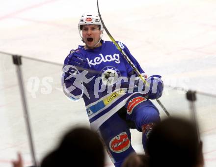 EBEL. Eishockey Bundesliga. EC VSV gegen Dornbirn Bulldogs. Torjubel Jordan Hickmott (VSV). Villach, am 20.12.2017.
Foto: Kuess 


---
pressefotos, pressefotografie, kuess, qs, qspictures, sport, bild, bilder, bilddatenbank