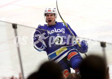 EBEL. Eishockey Bundesliga. EC VSV gegen Dornbirn Bulldogs. Torjubel Jordan Hickmott (VSV). Villach, am 20.12.2017.
Foto: Kuess 


---
pressefotos, pressefotografie, kuess, qs, qspictures, sport, bild, bilder, bilddatenbank