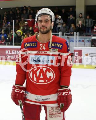 EBEL. Eishockey Bundesliga. KAC gegen  Vienna Capitals. Steven Strong (KAC). Klagenfurt, am 22.12.2017.
Foto: Kuess

---
pressefotos, pressefotografie, kuess, qs, qspictures, sport, bild, bilder, bilddatenbank