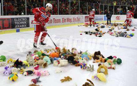 EBEL. Eishockey Bundesliga. KAC gegen  Vienna Capitals. Teddybeartoss. Mitja Robar (KAC). Klagenfurt, am 22.12.2017.
Foto: Kuess

---
pressefotos, pressefotografie, kuess, qs, qspictures, sport, bild, bilder, bilddatenbank