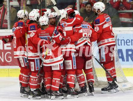 EBEL. Eishockey Bundesliga. KAC gegen  Vienna Capitals. Jubel KAC. Klagenfurt, am 22.12.2017.
Foto: Kuess

---
pressefotos, pressefotografie, kuess, qs, qspictures, sport, bild, bilder, bilddatenbank