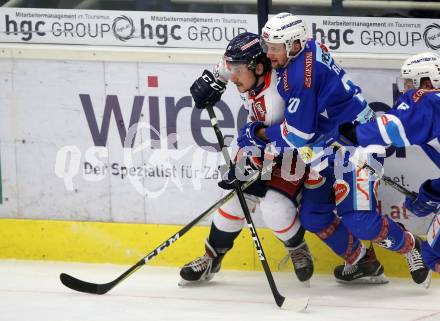 EBEL. Eishockey Bundesliga. EC VSV gegen KHL Medvescak Zagreb. Nico Brunner,  (VSV), Saso Rajsar (Zagreb). Villach, am 26.12.2017.
Foto: Kuess 


---
pressefotos, pressefotografie, kuess, qs, qspictures, sport, bild, bilder, bilddatenbank