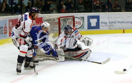 EBEL. Eishockey Bundesliga. EC VSV gegen KHL Medvescak Zagreb. Sam Antonitsch,  (VSV), Michael Boivin, Vilim Rosandic (Zagreb). Villach, am 26.12.2017.
Foto: Kuess 


---
pressefotos, pressefotografie, kuess, qs, qspictures, sport, bild, bilder, bilddatenbank