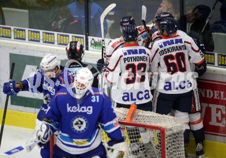 EBEL. Eishockey Bundesliga. EC VSV gegen KHL Medvescak Zagreb. Torjubel  (Zagreb). Villach, am 26.12.2017.
Foto: Kuess 


---
pressefotos, pressefotografie, kuess, qs, qspictures, sport, bild, bilder, bilddatenbank