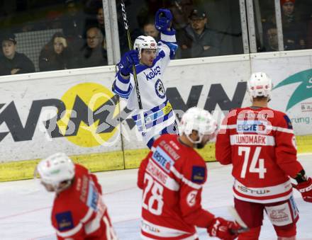 EBEL. Eishockey Bundesliga. KAC gegen VSV. Torjubel Miha Verlic (VSV). Klagenfurt, am 28.12.2017.
Foto: Kuess

---
pressefotos, pressefotografie, kuess, qs, qspictures, sport, bild, bilder, bilddatenbank