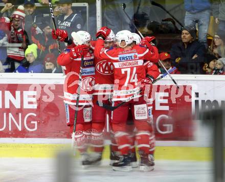 EBEL. Eishockey Bundesliga. KAC gegen VSV. Torjubel (KAC). Klagenfurt, am 28.12.2017.
Foto: Kuess

---
pressefotos, pressefotografie, kuess, qs, qspictures, sport, bild, bilder, bilddatenbank