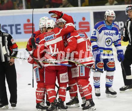 EBEL. Eishockey Bundesliga. KAC gegen VSV. Torjubel (KAC). Klagenfurt, am 28.12.2017.
Foto: Kuess

---
pressefotos, pressefotografie, kuess, qs, qspictures, sport, bild, bilder, bilddatenbank