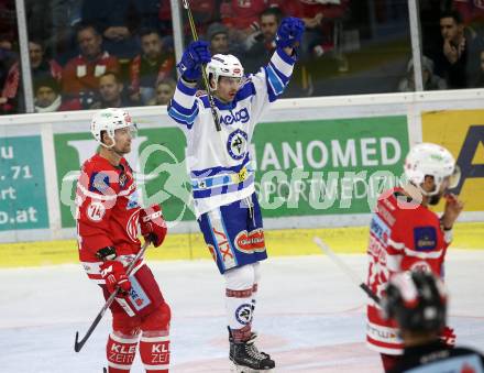 EBEL. Eishockey Bundesliga. KAC gegen VSV. Torjubel Miha Verlic (VSV). Klagenfurt, am 28.12.2017.
Foto: Kuess

---
pressefotos, pressefotografie, kuess, qs, qspictures, sport, bild, bilder, bilddatenbank