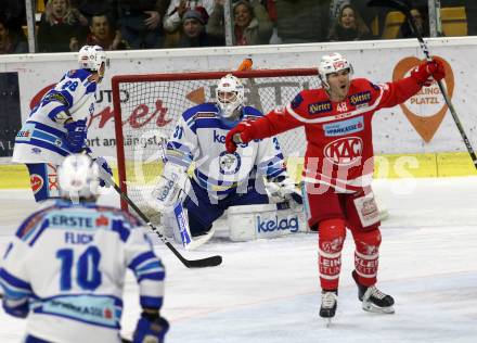 EBEL. Eishockey Bundesliga. KAC gegen VSV. Torjubel Julian Talbot (KAC). Klagenfurt, am 28.12.2017.
Foto: Kuess

---
pressefotos, pressefotografie, kuess, qs, qspictures, sport, bild, bilder, bilddatenbank