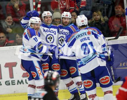 EBEL. Eishockey Bundesliga. KAC gegen VSV. torjubel  (VSV). Klagenfurt, am 28.12.2017.
Foto: Kuess

---
pressefotos, pressefotografie, kuess, qs, qspictures, sport, bild, bilder, bilddatenbank