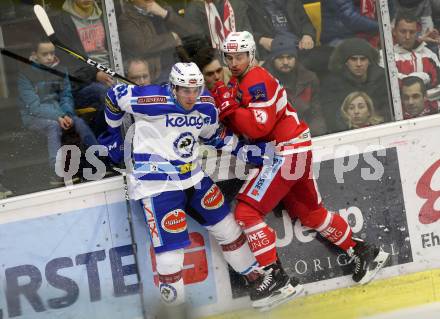 EBEL. Eishockey Bundesliga. KAC gegen VSV. Stefan Espeland, (KAC),  Istvan Sofron (VSV). Klagenfurt, am 28.12.2017.
Foto: Kuess

---
pressefotos, pressefotografie, kuess, qs, qspictures, sport, bild, bilder, bilddatenbank