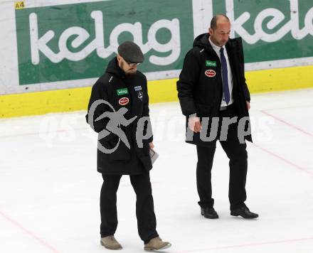 EBEL. Eishockey Bundesliga. EC VSV gegen Moser Medical Graz99ers. Trainer Markus Peintner, Co-Trainer Hans Winkler (VSV). Villach, am 1.1.2018.
Foto: Kuess 


---
pressefotos, pressefotografie, kuess, qs, qspictures, sport, bild, bilder, bilddatenbank