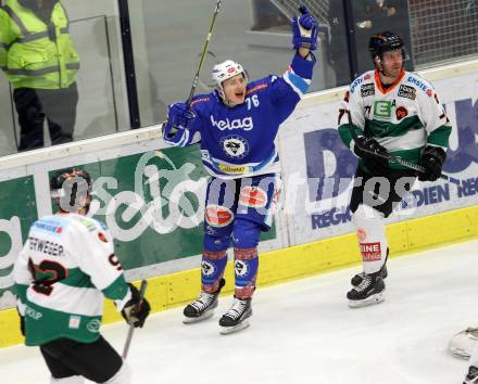 EBEL. Eishockey Bundesliga. EC VSV gegen Moser Medical Graz99ers. Torjubel Sam Antonitsch (VSV). Villach, am 1.1.2018.
Foto: Kuess

---
pressefotos, pressefotografie, kuess, qs, qspictures, sport, bild, bilder, bilddatenbank