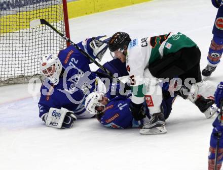 EBEL. Eishockey Bundesliga. EC VSV gegen Moser Medical Graz99ers. Lukas Herzog, Sam Labrecque, (VSV), Jonathan Carlsson (Graz). Villach, am 1.1.2018.
Foto: Kuess 


---
pressefotos, pressefotografie, kuess, qs, qspictures, sport, bild, bilder, bilddatenbank