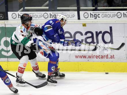 EBEL. Eishockey Bundesliga. EC VSV gegen Moser Medical Graz99ers. Miha Verlic, (VSV), Rupert Strohmeier (Graz). Villach, am 1.1.2018.
Foto: Kuess 


---
pressefotos, pressefotografie, kuess, qs, qspictures, sport, bild, bilder, bilddatenbank