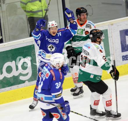 EBEL. Eishockey Bundesliga. EC VSV gegen Moser Medical Graz99ers. Torjubel Sam Antonitsch (VSV). Villach, am 1.1.2018.
Foto: Kuess 


---
pressefotos, pressefotografie, kuess, qs, qspictures, sport, bild, bilder, bilddatenbank