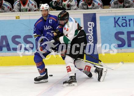 EBEL. Eishockey Bundesliga. EC VSV gegen Moser Medical Graz99ers. Ryan Glenn, (VSV), Daniel Natter  (Graz). Villach, am 1.1.2018.
Foto: Kuess 


---
pressefotos, pressefotografie, kuess, qs, qspictures, sport, bild, bilder, bilddatenbank