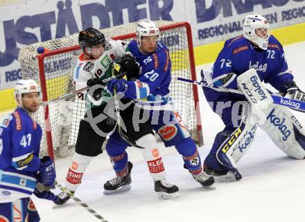 EBEL. Eishockey Bundesliga. EC VSV gegen Moser Medical Graz99ers. Nico Brunner, (VSV), Ken Ograjensek  (Graz). Villach, am 1.1.2018.
Foto: Kuess 


---
pressefotos, pressefotografie, kuess, qs, qspictures, sport, bild, bilder, bilddatenbank