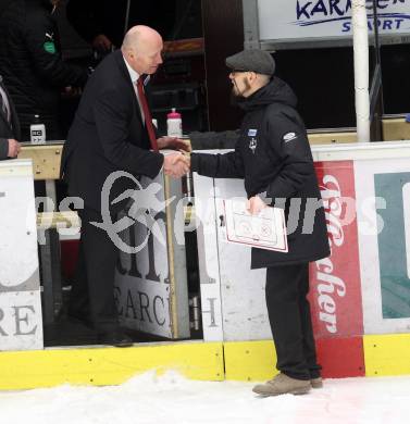 EBEL. Eishockey Bundesliga. EC VSV gegen Moser Medical Graz99ers. Trainer Markus Peintner, (VSV), Trainer Doug Mason  (Graz). Villach, am 1.1.2018.
Foto: Kuess 


---
pressefotos, pressefotografie, kuess, qs, qspictures, sport, bild, bilder, bilddatenbank