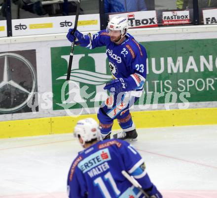 EBEL. Eishockey Bundesliga. EC VSV gegen Moser Medical Graz99ers. Torjubel Markus Schlacher,  (VSV). Villach, am 1.1.2018.
Foto: Kuess 


---
pressefotos, pressefotografie, kuess, qs, qspictures, sport, bild, bilder, bilddatenbank